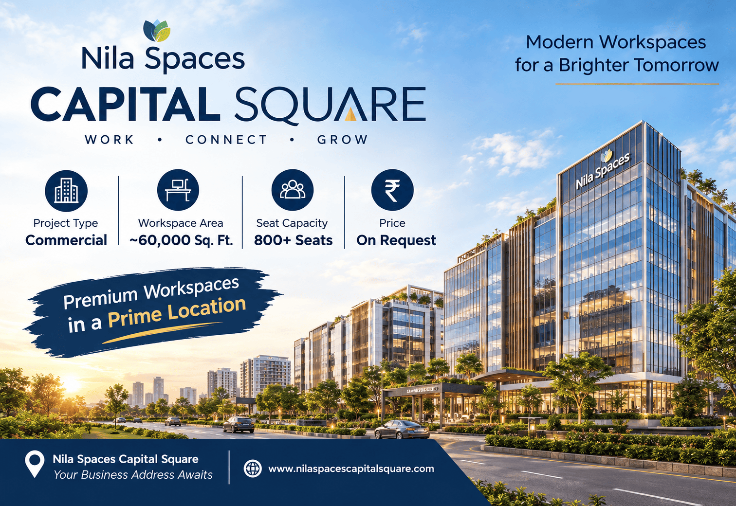Nila Spaces Capital Square co-working and managed office space in GIFT City SEZ Gandhinagar