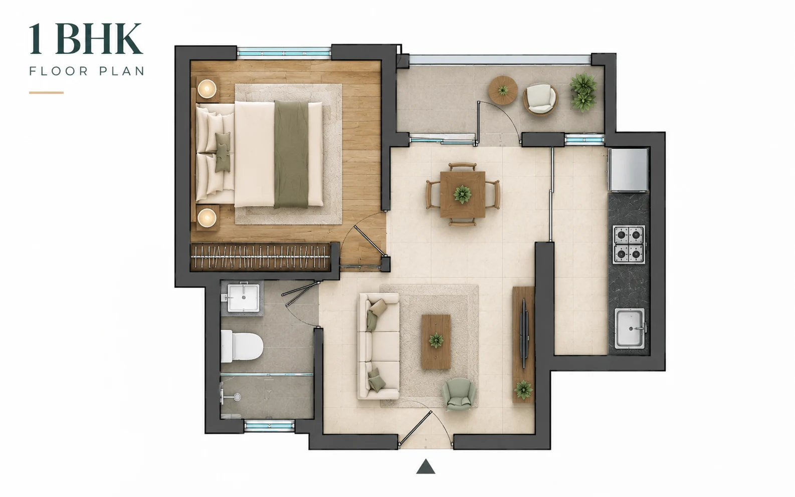 Nila Spaces Prana 1 BHK Floor Plan