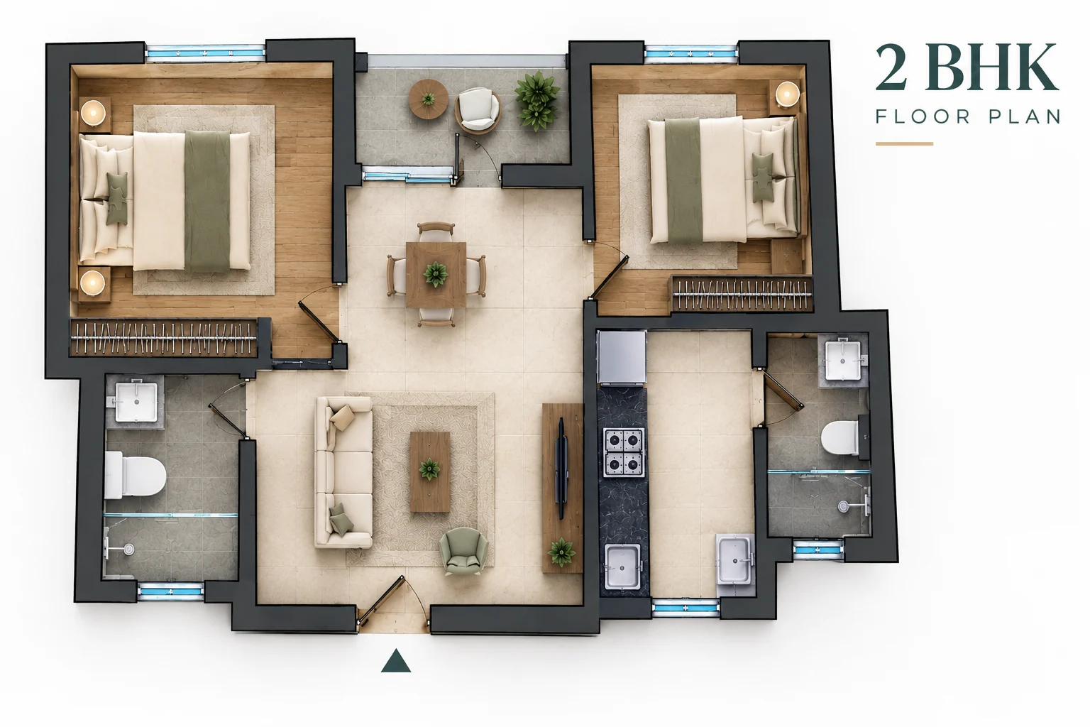 Nila Spaces Prana 2 BHK Floor Plan